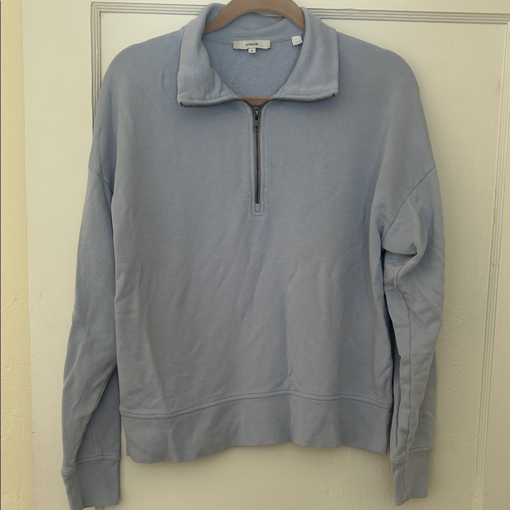 Vince Women's Light Blue Zip-Up Sweater